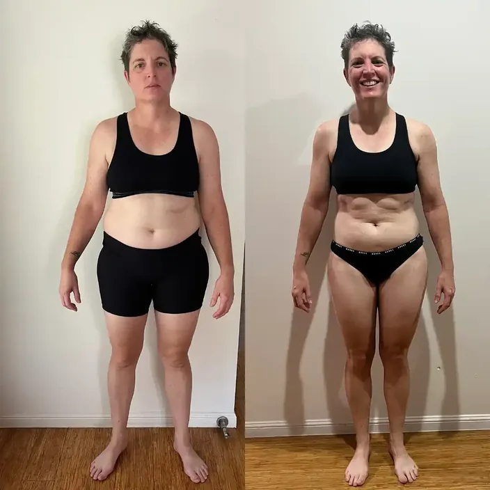 An MLA client before and after her transformation
